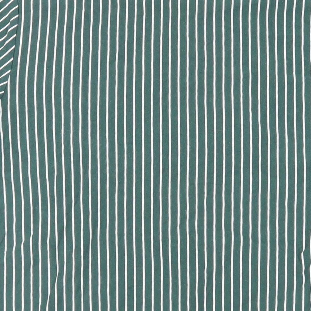 Casual Friday Mens Green Striped Cotton T-Shirt Size S Crew Neck