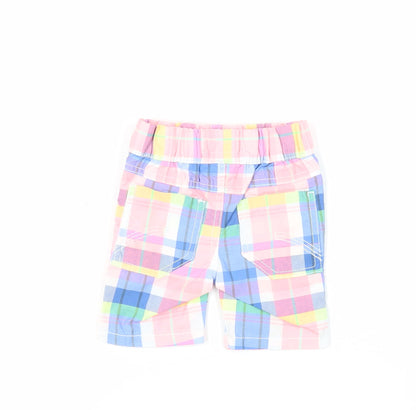 NEXT Baby Multicoloured Plaid Polyester Cropped Trousers Size 6-9 Months Drawstring