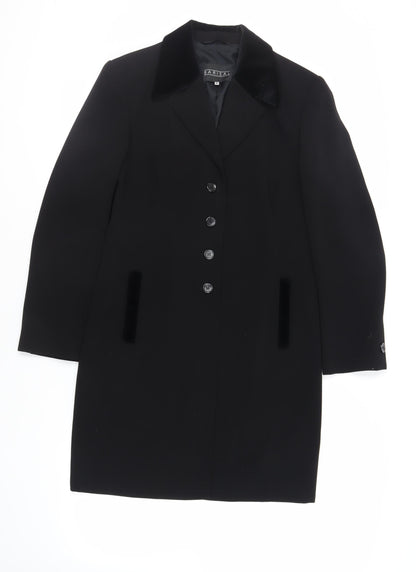 Barisal Womens Black Overcoat Coat Size 12 Button - Lightweight
