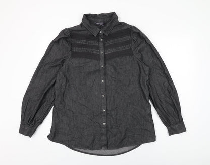 Womens UK Size 10 Marks and Spencer Black Basic Button-Up