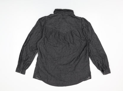 Womens UK Size 10 Marks and Spencer Black Basic Button-Up