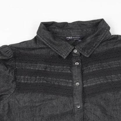 Womens UK Size 10 Marks and Spencer Black Basic Button-Up