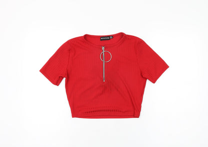Womens UK Size 12 PRETTYLITTLETHING Red Basic T-Shirt