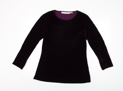 Fenn Wright Manson Womens Purple Viscose Basic T-Shirt Size 14 Round Neck