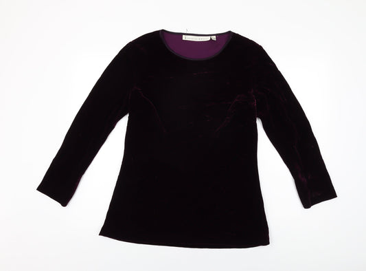 Fenn Wright Manson Womens Purple Viscose Basic T-Shirt Size 14 Round Neck