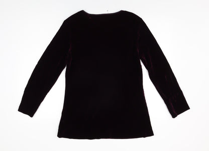 Fenn Wright Manson Womens Purple Viscose Basic T-Shirt Size 14 Round Neck