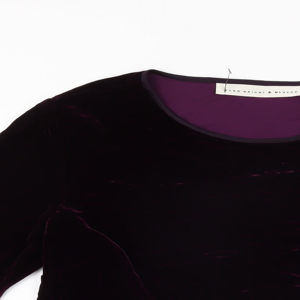 Fenn Wright Manson Womens Purple Viscose Basic T-Shirt Size 14 Round Neck