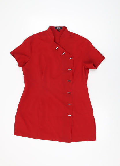 Womens UK Size 14 Simon Jersey Red Basic Button-Up