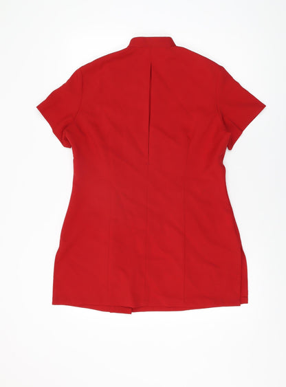 Womens UK Size 14 Simon Jersey Red Basic Button-Up