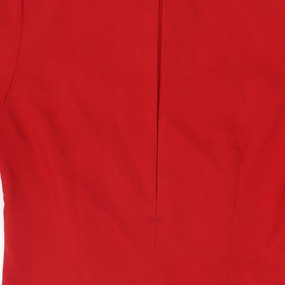 Womens UK Size 14 Simon Jersey Red Basic Button-Up