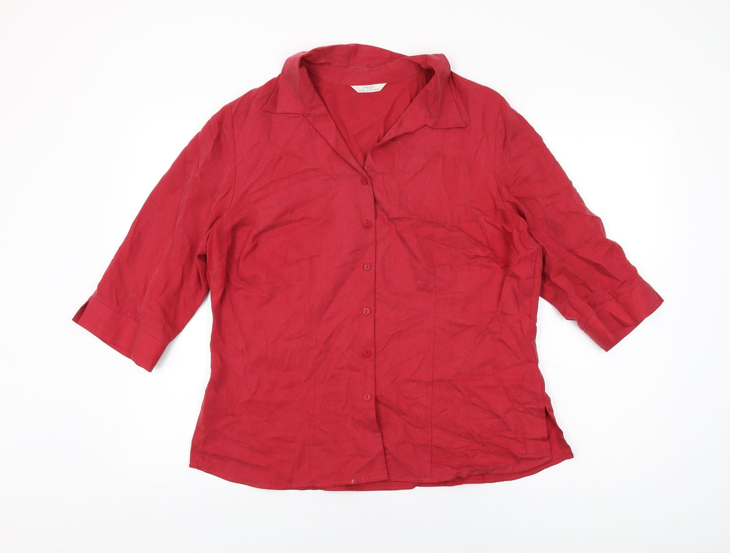 Womens UK Size 18 Marks and Spencer Red Basic Button-Up