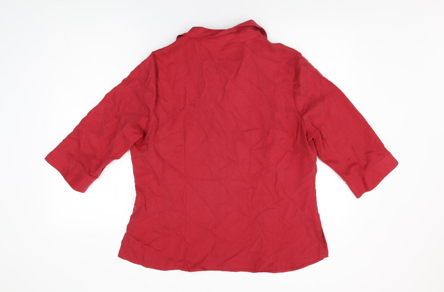 Womens UK Size 18 Marks and Spencer Red Basic Button-Up