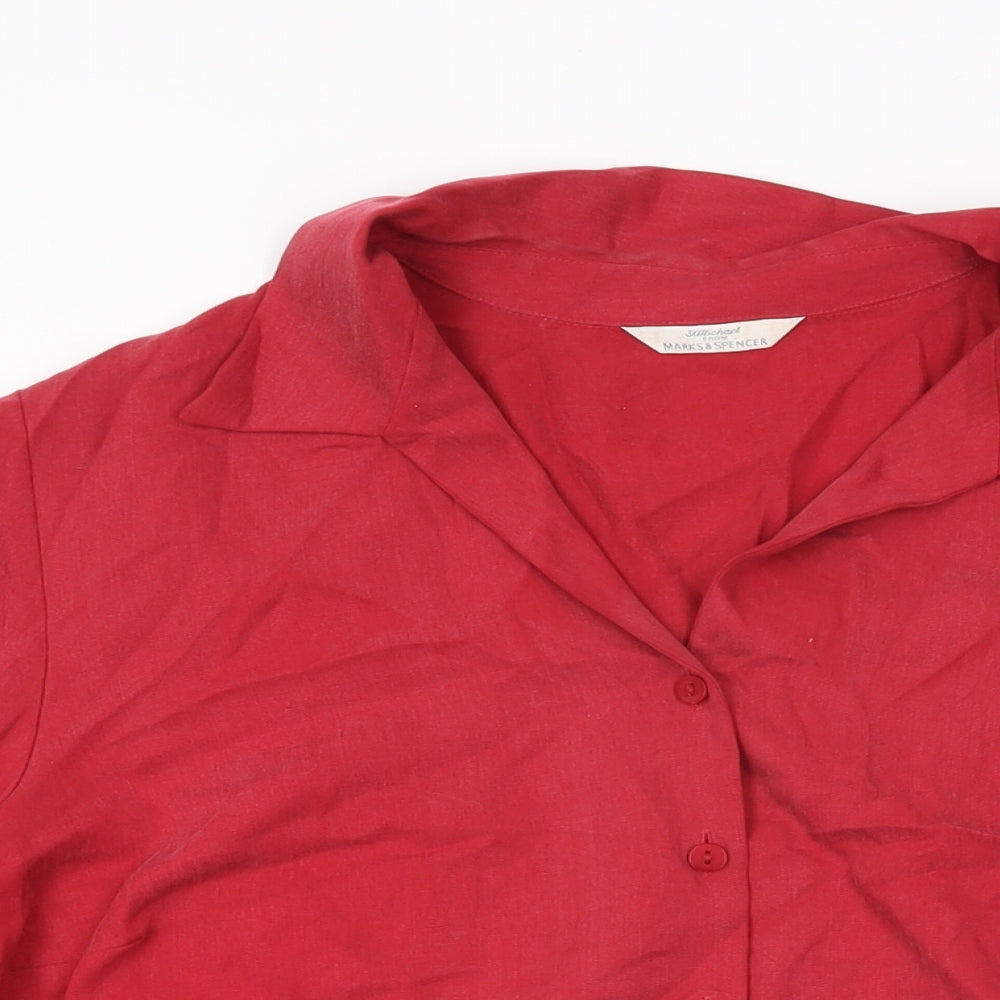 Womens UK Size 18 Marks and Spencer Red Basic Button-Up