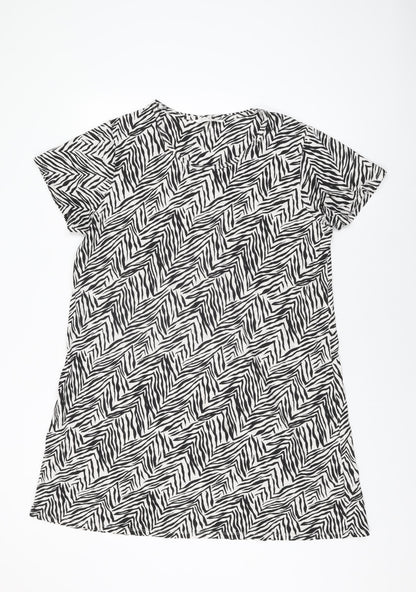 Marks and Spencer Womens White Geometric Cotton Top Dress Size 18