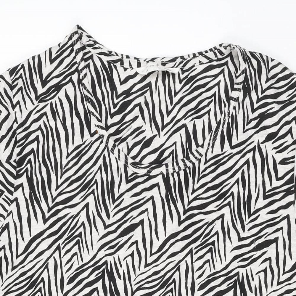 Marks and Spencer Womens White Geometric Cotton Top Dress Size 18