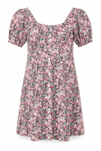 Fluid Womens Pink Floral Polyester Shift Size 12 Sweetheart Button