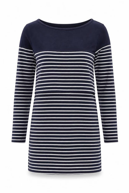 JoJo Maman Bébé Womens Blue Striped Cotton Shift Size M Round Neck Pullover