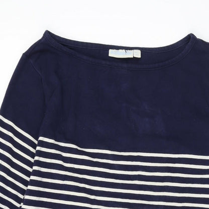 JoJo Maman Bébé Womens Blue Striped Cotton Shift Size M Round Neck Pullover