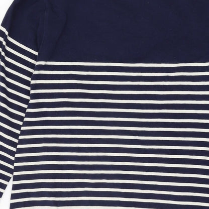 JoJo Maman Bébé Womens Blue Striped Cotton Shift Size M Round Neck Pullover