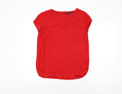 Womens UK Size 12 Marks and Spencer Red Basic T-Shirt