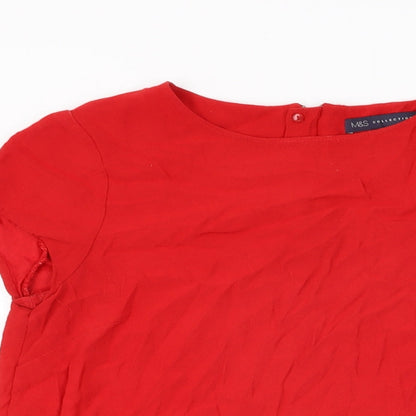 Womens UK Size 12 Marks and Spencer Red Basic T-Shirt
