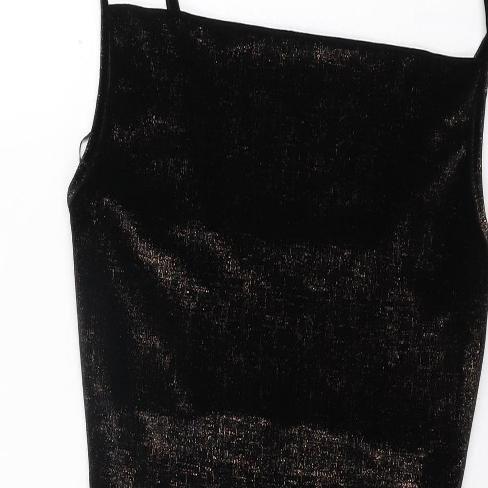 Miss Selfridge Womens Black Polyester Bodycon Size 6 Square Neck Pullover