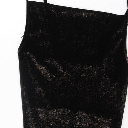 Miss Selfridge Womens Black Polyester Bodycon Size 6 Square Neck Pullover