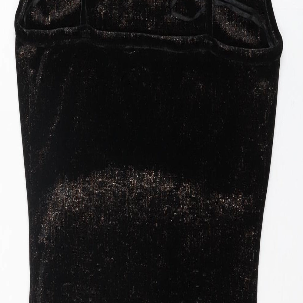Miss Selfridge Womens Black Polyester Bodycon Size 6 Square Neck Pullover