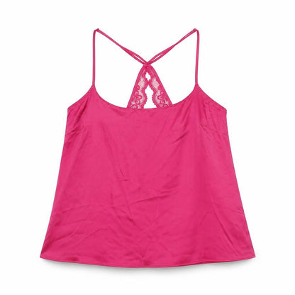 Marks and Spencer Womens Pink Solid Polyester Cami Pyjama Top Size S
