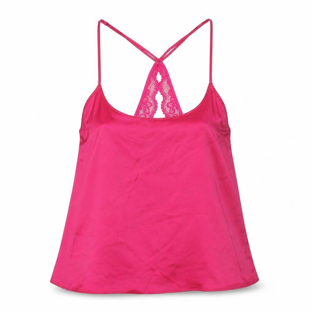 Marks and Spencer Womens Pink Solid Polyester Cami Pyjama Top Size S
