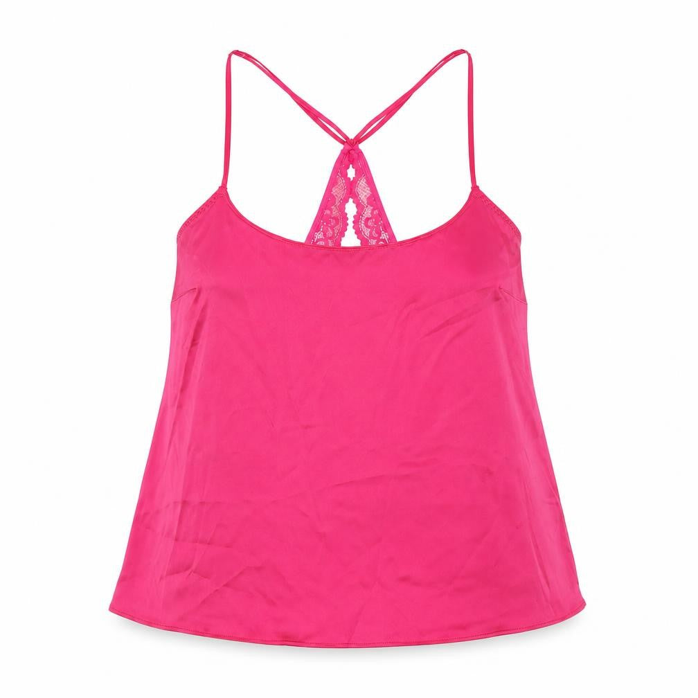 Marks and Spencer Womens Pink Solid Polyester Cami Pyjama Top Size S