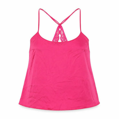 Marks and Spencer Womens Pink Solid Polyester Cami Pyjama Top Size S