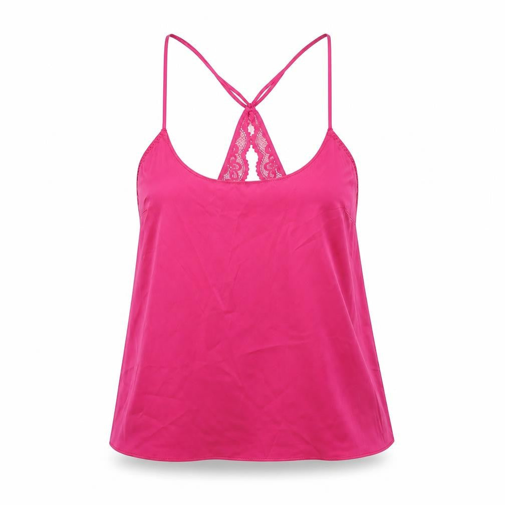Marks and Spencer Womens Pink Solid Polyester Cami Pyjama Top Size S