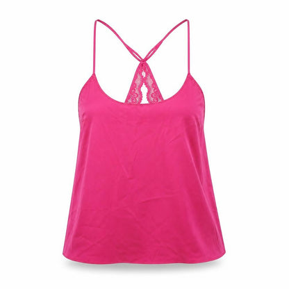 Marks and Spencer Womens Pink Solid Polyester Cami Pyjama Top Size S