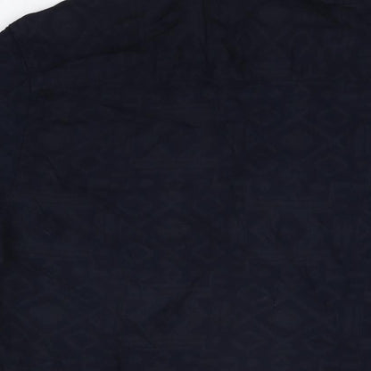 TOSS Mens Blue Geometric Polyester Button-Up Size XL Collared Button