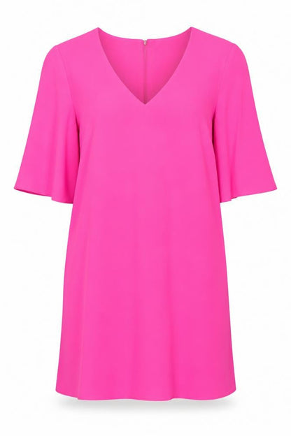 River Island Womens Pink Polyester Shift Size 8 V-Neck Button