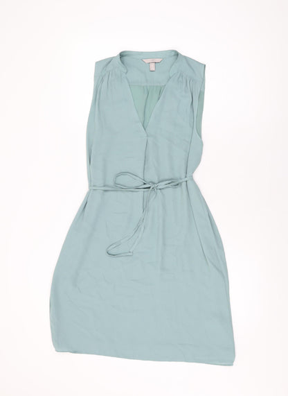 H&M Womens Blue Polyester Shift Size S V-Neck Pullover