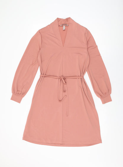 H&M Womens Pink Polyester Shift Size S V-Neck Pullover