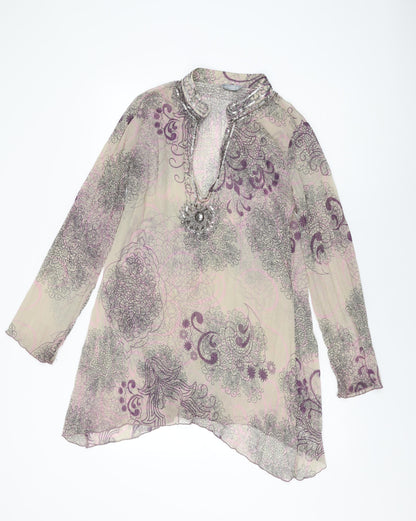 Womens UK Size 12 Per Una Beige Tunic Blouse