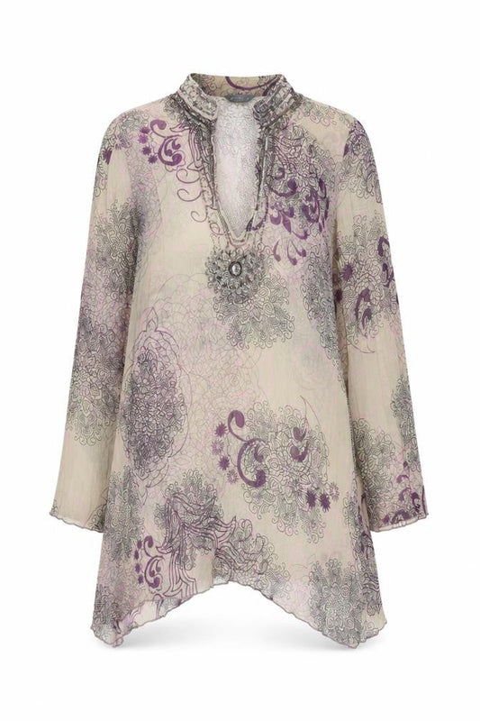 Womens UK Size 12 Per Una Beige Tunic Blouse