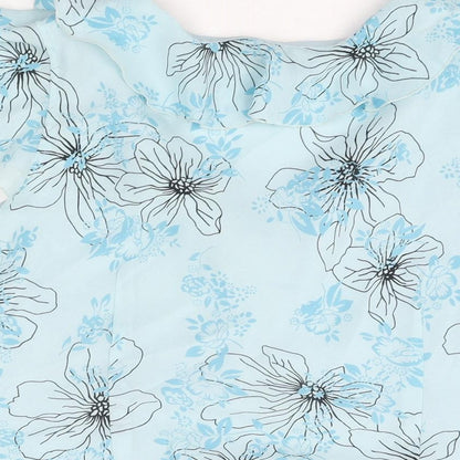 Bonmarché Womens Blue Floral Polyester Basic Blouse Size 18 V-Neck