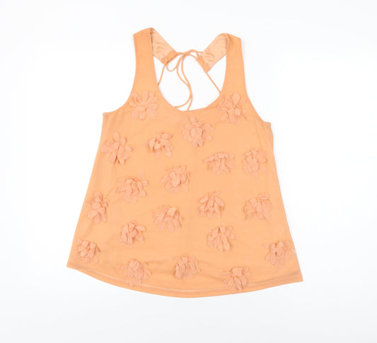 Womens UK Size 8 Topshop Orange Basic Blouse