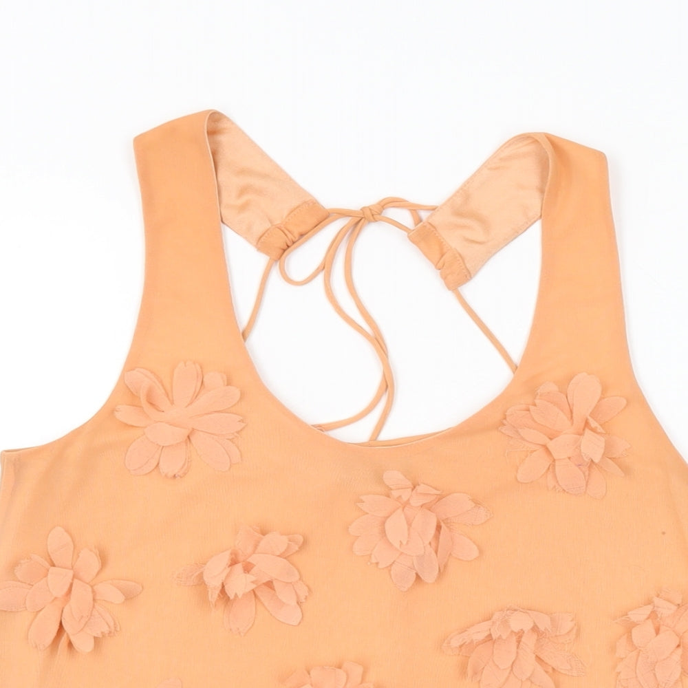 Womens UK Size 8 Topshop Orange Basic Blouse