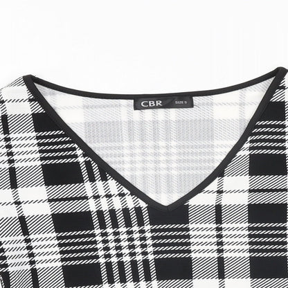 Womens UK Size S CBR Black Cropped T-Shirt