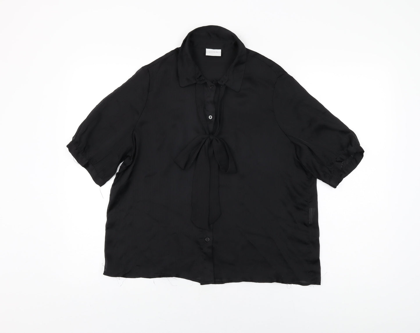 VILA Womens Black Polyester Basic Button-Up Size 6 Collared