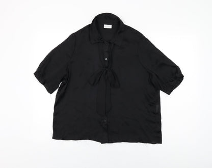VILA Womens Black Polyester Basic Button-Up Size 6 Collared