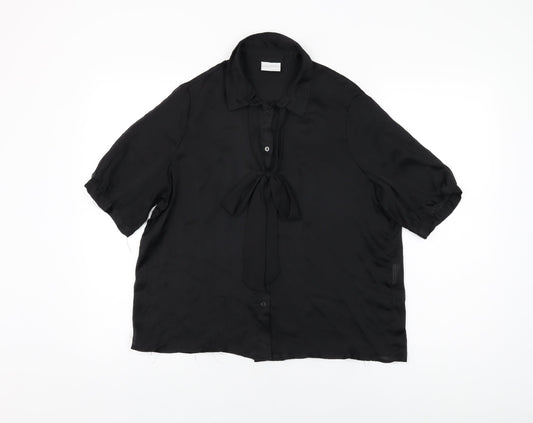 VILA Womens Black Polyester Basic Button-Up Size 6 Collared