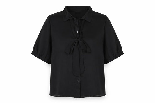 VILA Womens Black Polyester Basic Button-Up Size 6 Collared