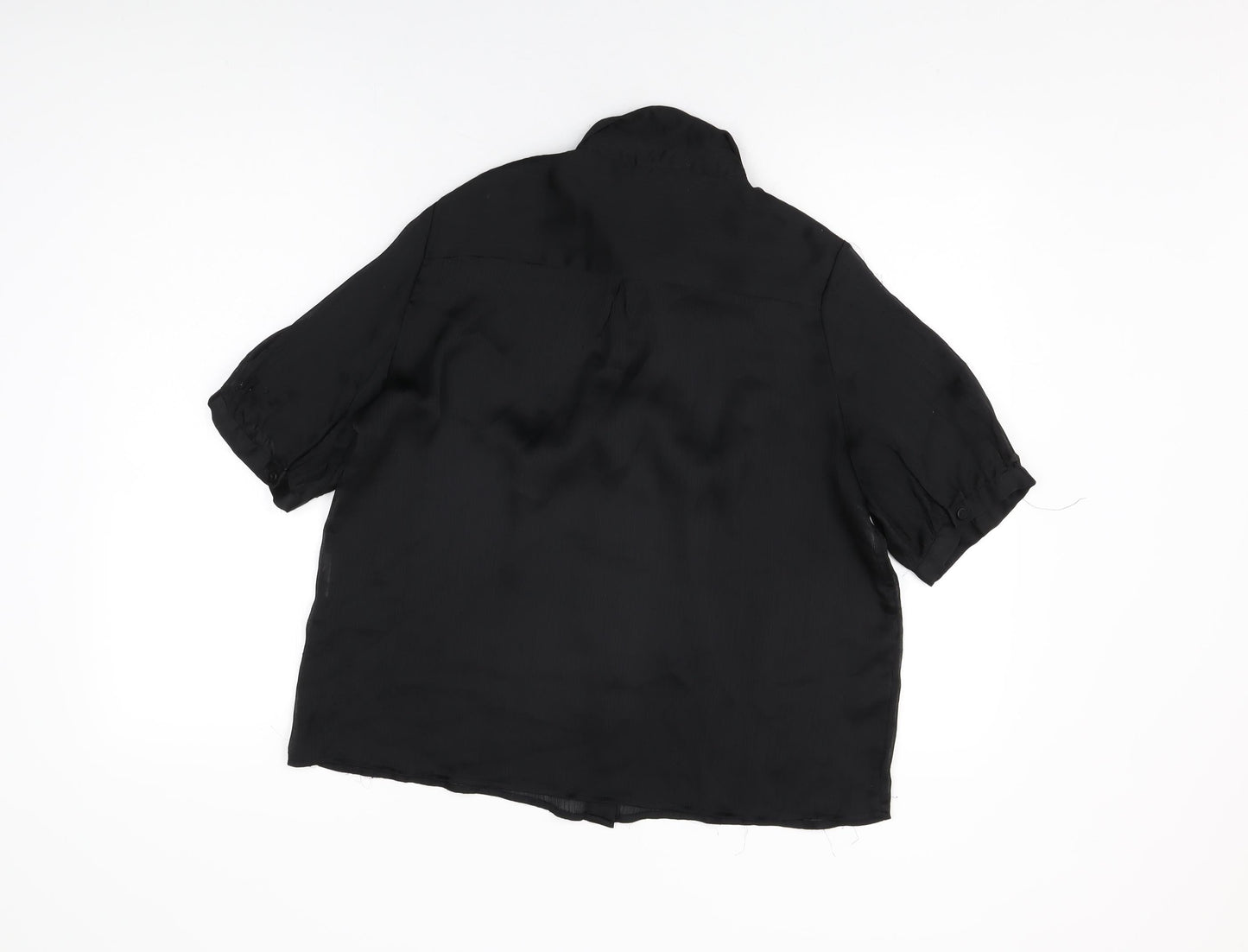 VILA Womens Black Polyester Basic Button-Up Size 6 Collared