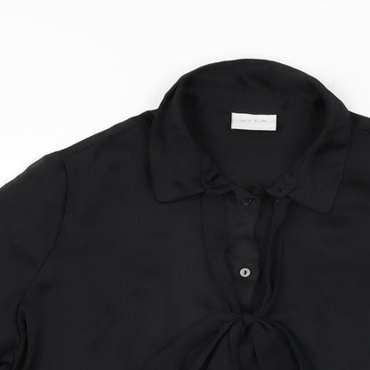 VILA Womens Black Polyester Basic Button-Up Size 6 Collared